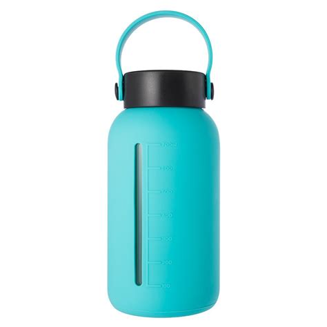 Glass Water Bottle with Wide Mouth and Silicone Sleeve (30oz).